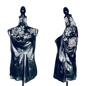 Express grey/silver metallic cowl neck camisole tank top size medium